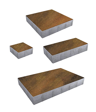 Тротуарная плитка Грандо - Листопад гладкий Саванна, комплект из 4 видов плит