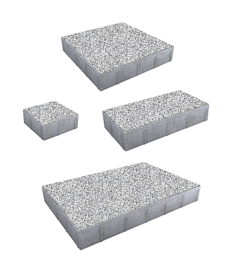 Тротуарная плитка Грандо - Стоунмикс Белый с черным, комплект из 4 видов плит