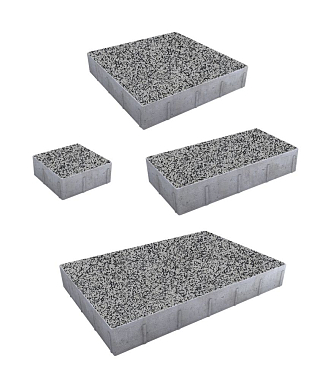 Тротуарная плитка Грандо - Гранит Серый с черным, комплект из 4 видов плит