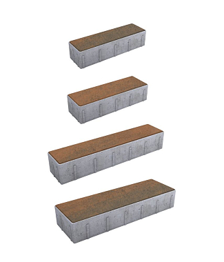 Тротуарная плитка ПАРКЕТ - Листопад гладкий Мустанг, комплект из 4 видов плит