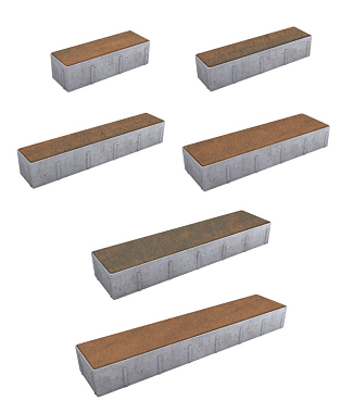 Тротуарная плитка ПАРКЕТ - Листопад гладкий Мустанг, комплект из 6 видов плит