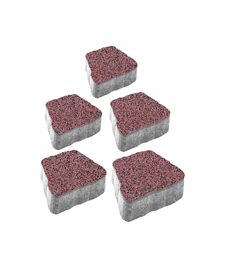 Тротуарная плитка АНТИК - Гранит Красный с черным, комплект из 5 видов плит