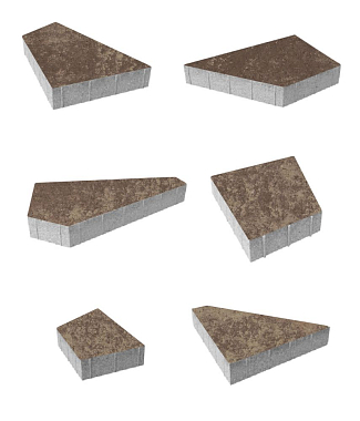 Тротуарная плитка ОРИГАМИ - Листопад гладкий Хаски, комплект из 6 видов плит