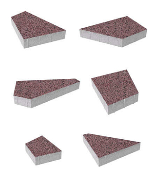 Тротуарная плитка ОРИГАМИ - Гранит Красный с чёрным, комплект из 6 видов плит