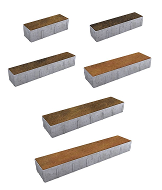 Тротуарная плитка ПАРКЕТ - Листопад гладкий Саванна, комплект из 6 видов плит