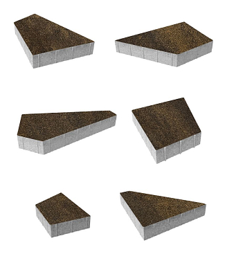 Тротуарная плитка ОРИГАМИ - Листопад гранит Мокко, комплект из 6 видов плит