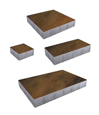 Тротуарная плитка Грандо - Листопад гранит Саванна, комплект из 4 видов плит