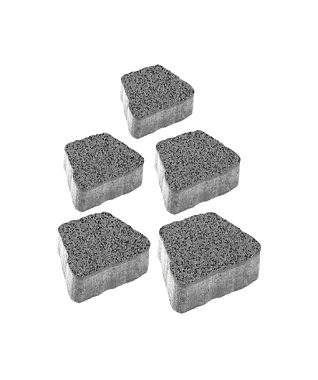 Тротуарная плитка АНТИК - Гранит Серый с черным, комплект из 5 видов плит