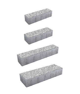 Тротуарная плитка ПАРКЕТ - Стоунмикс Белый с черным, комплект из 4 видов плит