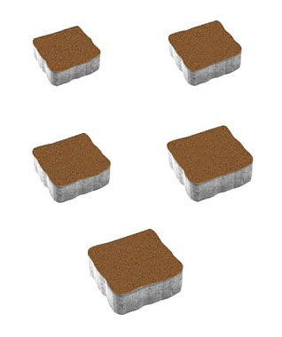 Тротуарная плитка АНТИК - Стандарт Оранжевый, комплект из 5 видов плит