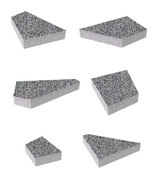 Тротуарная плитка ОРИГАМИ - Гранит Серый с чёрным, комплект из 6 видов плит