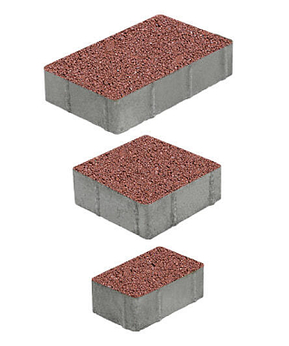 Тротуарная плитка СТАРЫЙ ГОРОД - Гранит Красный, комплект из 3 видов плит