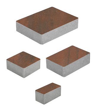 Тротуарная плитка МЮНХЕН - Листопад гладкий Клинкер, комплект из 4 видов плит