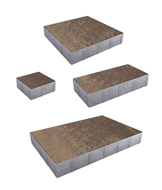 Тротуарная плитка Грандо - Листопад гладкий Хаски, комплект из 4 видов плит