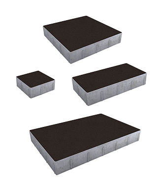 Тротуарная плитка Грандо - Гранит Коричневый, комплект из 4 видов плит