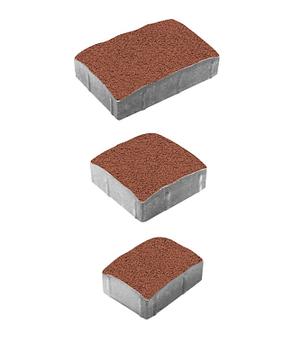 Тротуарная плитка УРИКО - Гранит Красный, комплект из 3 видов плит