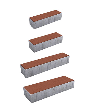 Тротуарная плитка ПАРКЕТ - Стандарт Красный, комплект из 4 видов плит