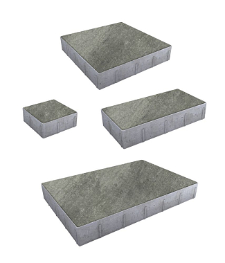 Тротуарная плитка Грандо - Искусственный камень Шунгит, комплект из 4 видов плит