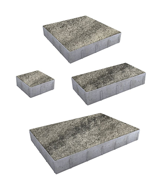 Тротуарная плитка Грандо - Листопад гладкий Антрацит, комплект из 4 видов плит