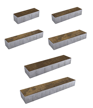 Тротуарная плитка ПАРКЕТ - Листопад гладкий Мокко, комплект из 6 видов плит