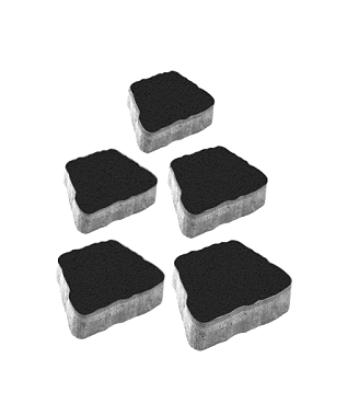 Тротуарная плитка АНТИК - Гранит Черный, комплект из 5 видов плит