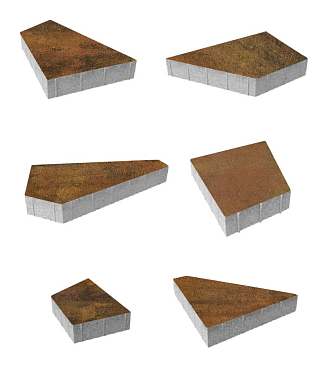 Тротуарная плитка ОРИГАМИ - Листопад гладкий Саванна, комплект из 6 видов плит