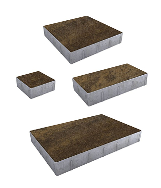 Тротуарная плитка Грандо - Листопад гранит Мокко, комплект из 4 видов плит