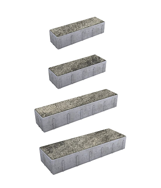Тротуарная плитка ПАРКЕТ - Листопад гладкий Антрацит, комплект из 4 видов плит