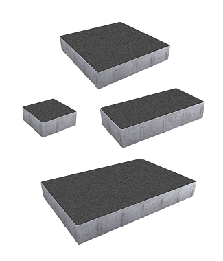 Тротуарная плитка Грандо - Гранит Серый, комплект из 4 видов плит