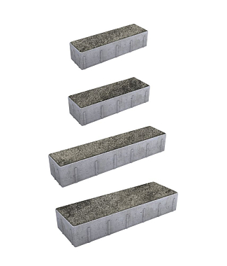 Тротуарная плитка ПАРКЕТ - Листопад гранит Антрацит, комплект из 4 видов плит