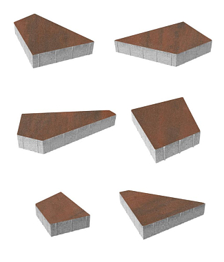 Тротуарная плитка ОРИГАМИ - Листопад гладкий Клинкер, комплект из 6 видов плит