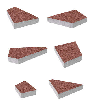 Тротуарная плитка ОРИГАМИ - Гранит Красный, комплект из 6 видов плит