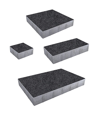 Тротуарная плитка Грандо - Стоунмикс Черный, комплект из 4 видов плит