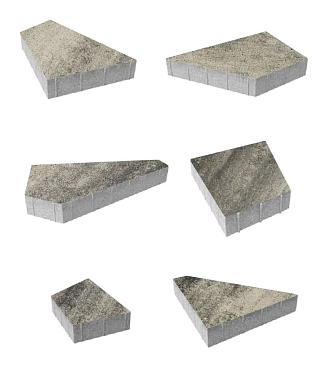 Тротуарная плитка ОРИГАМИ - Листопад гладкий Антрацит, комплект из 6 видов плит