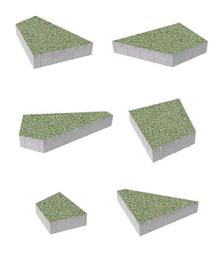 Тротуарная плитка ОРИГАМИ - Гранит Зеленый, комплект из 6 видов плит