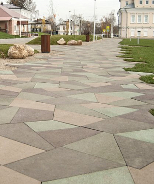 Тротуарная плитка ОРИГАМИ - Гранит Коричневый, комплект из 6 видов плит