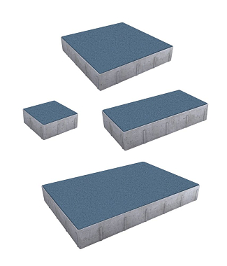 Тротуарная плитка Грандо - Стандарт Синий, комплект из 4 видов плит
