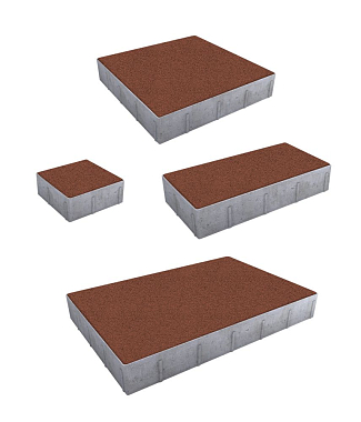 Тротуарная плитка Грандо - Гранит Красный, комплект из 4 видов плит