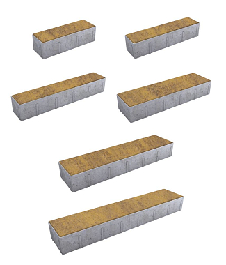 Тротуарная плитка ПАРКЕТ - Листопад гладкий Янтарь, комплект из 6 видов плит